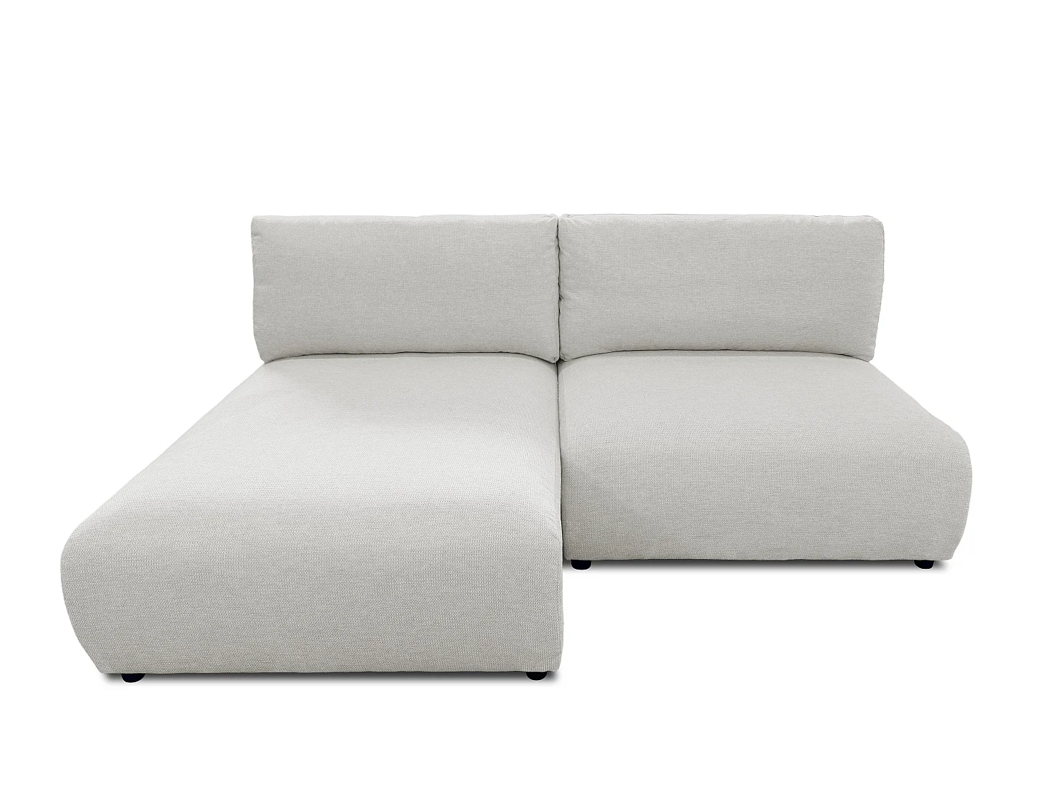 Canapé d’angle avec fonction couchage, coffre de rangement et zone de confort extra profonde en tissu structuré de haute qualité SORA