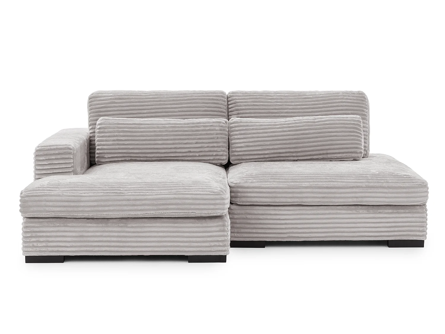 Canapé d’angle avec assise profonde, fonction couchage et pratique coffre de rangement, en tissu côtelé doux WOLKE