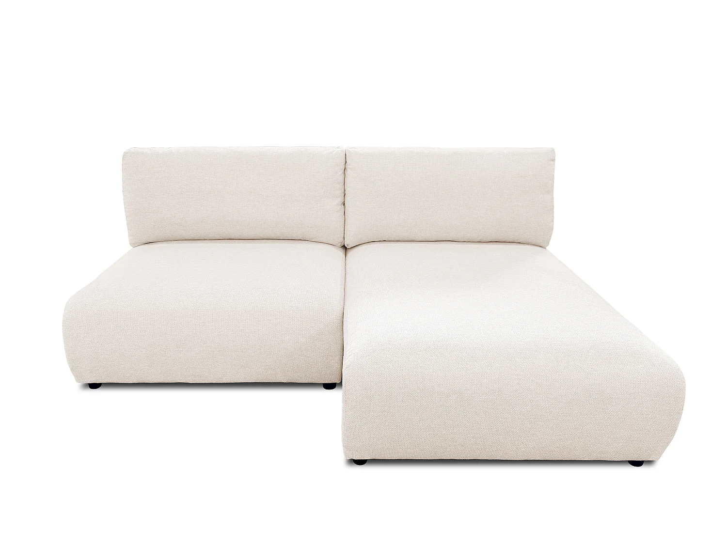 Canapé d’angle avec fonction couchage, coffre de rangement et zone de confort extra profonde en tissu structuré de haute qualité SORA