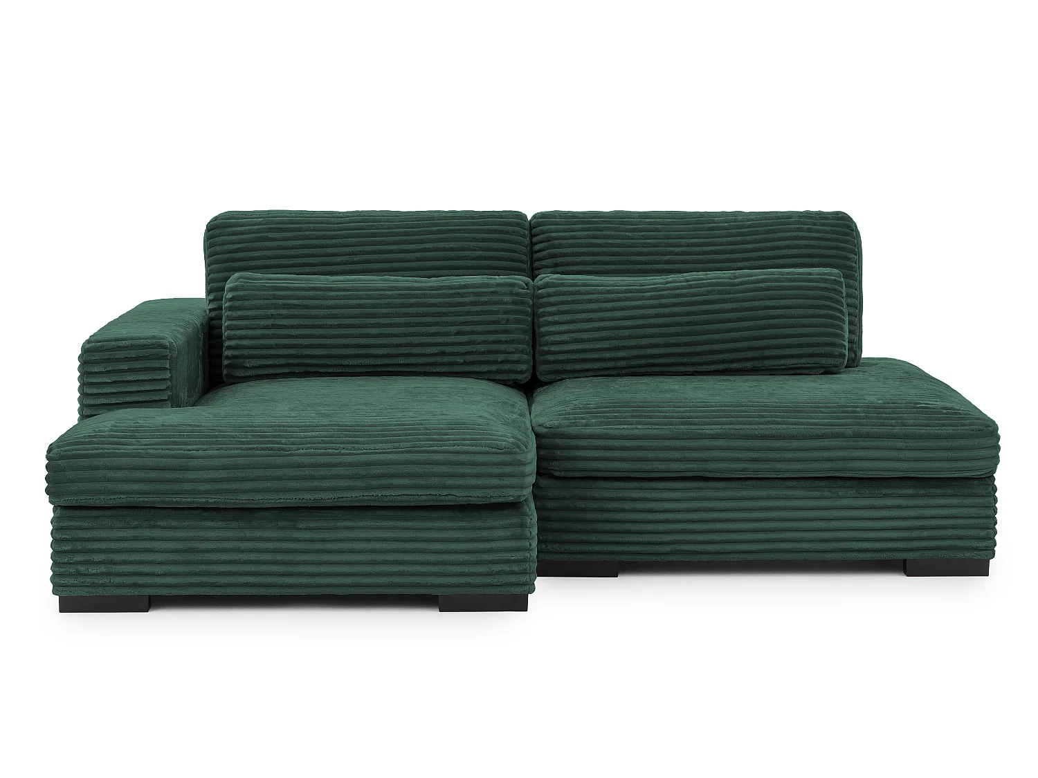 Canapé d’angle avec assise profonde, fonction couchage et pratique coffre de rangement, en tissu côtelé doux WOLKE