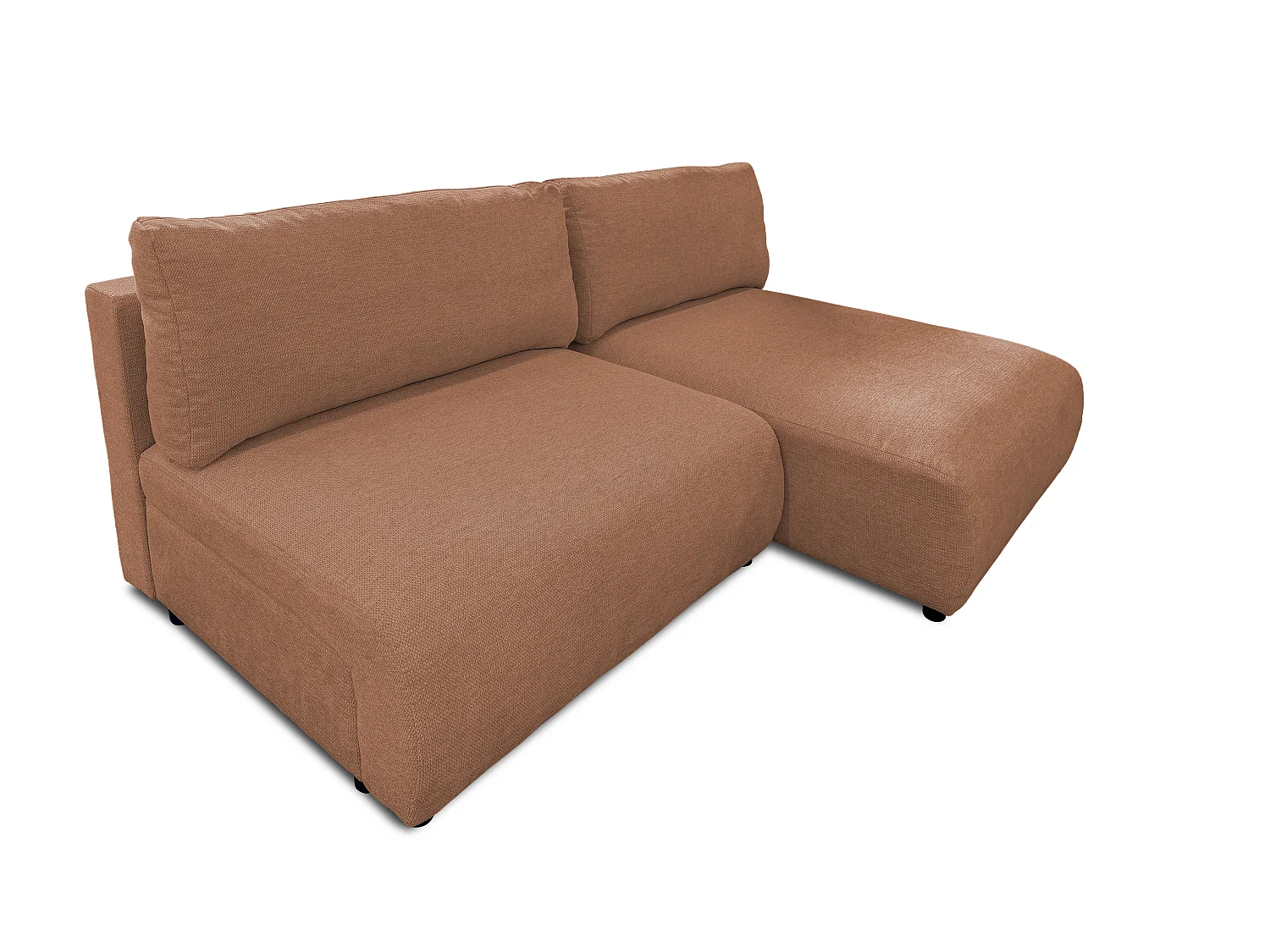 Canapé d’angle avec fonction couchage, coffre de rangement et zone de confort extra profonde en tissu structuré de haute qualité SORA