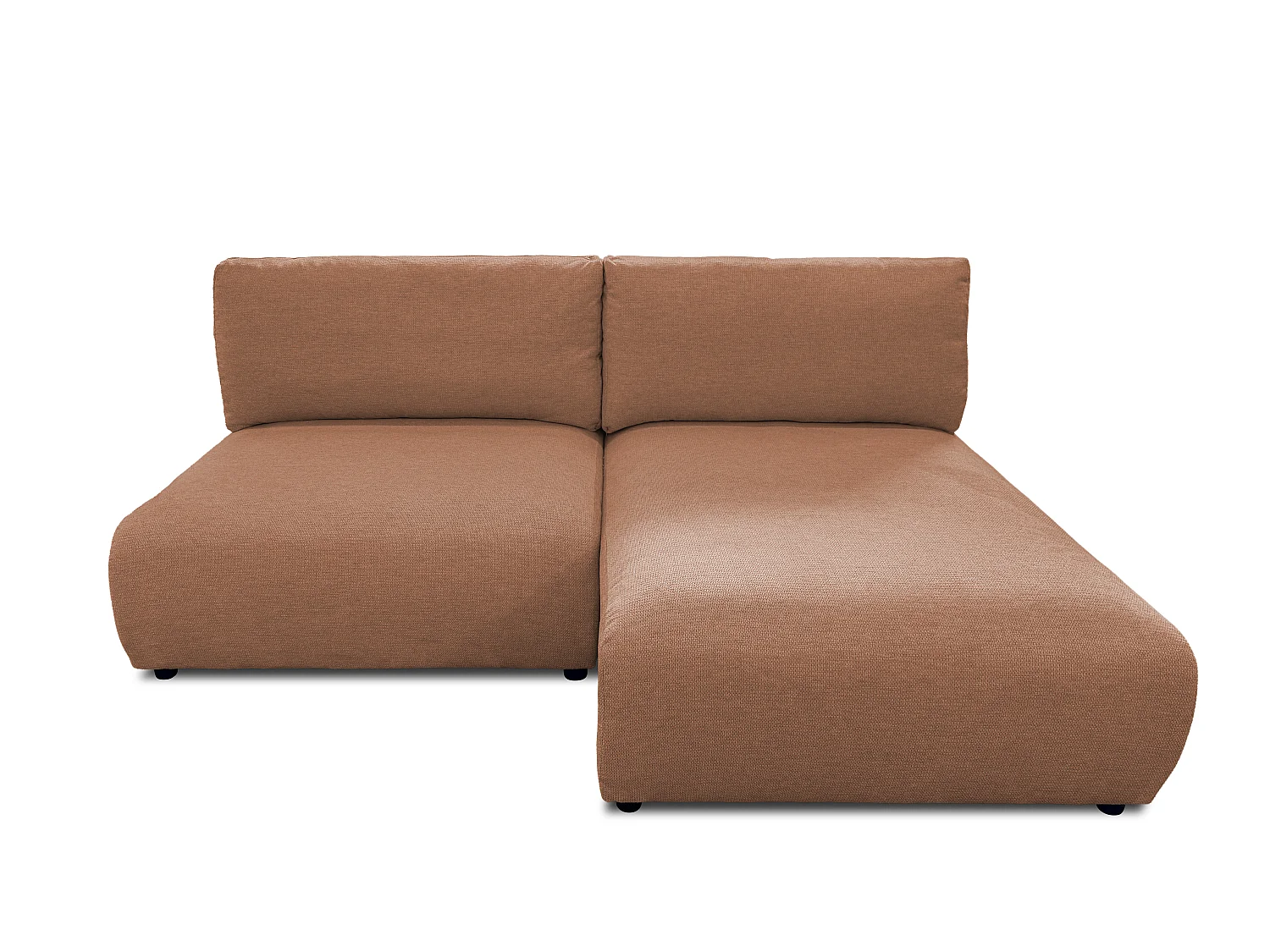 Canapé d’angle avec fonction couchage, coffre de rangement et zone de confort extra profonde en tissu structuré de haute qualité SORA