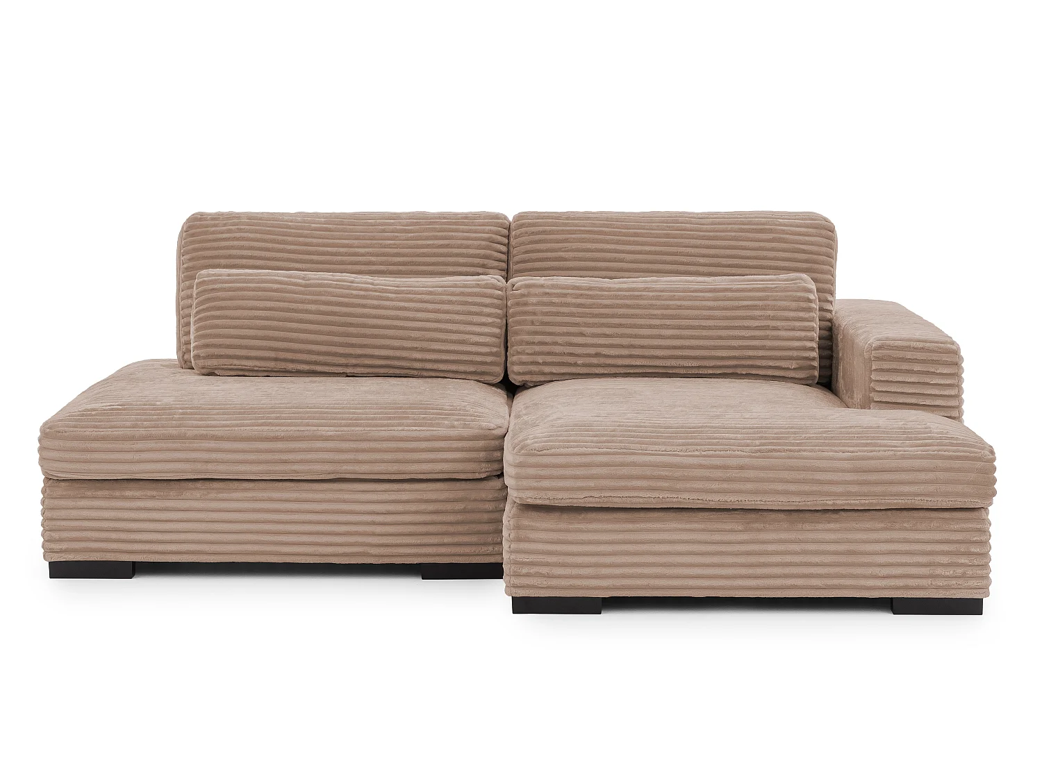 Canapé d’angle avec assise profonde, fonction couchage et pratique coffre de rangement, en tissu côtelé doux WOLKE