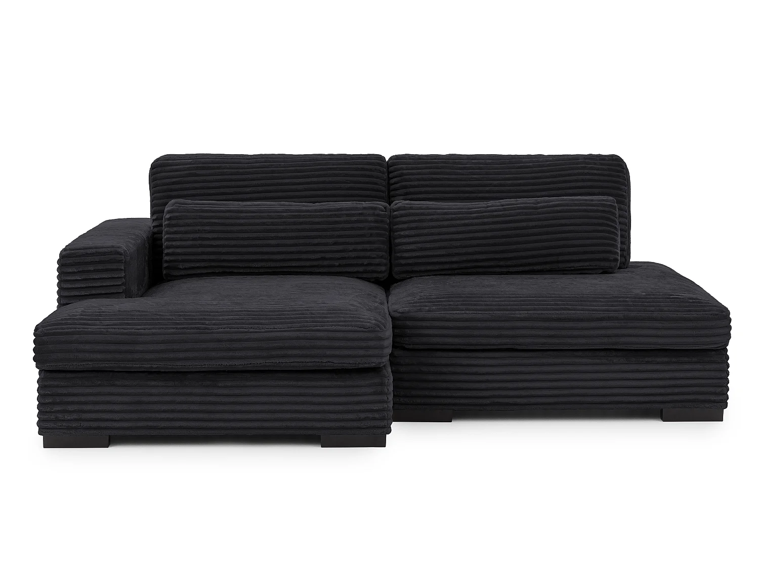 Canapé d’angle avec assise profonde, fonction couchage et pratique coffre de rangement, en tissu côtelé doux WOLKE