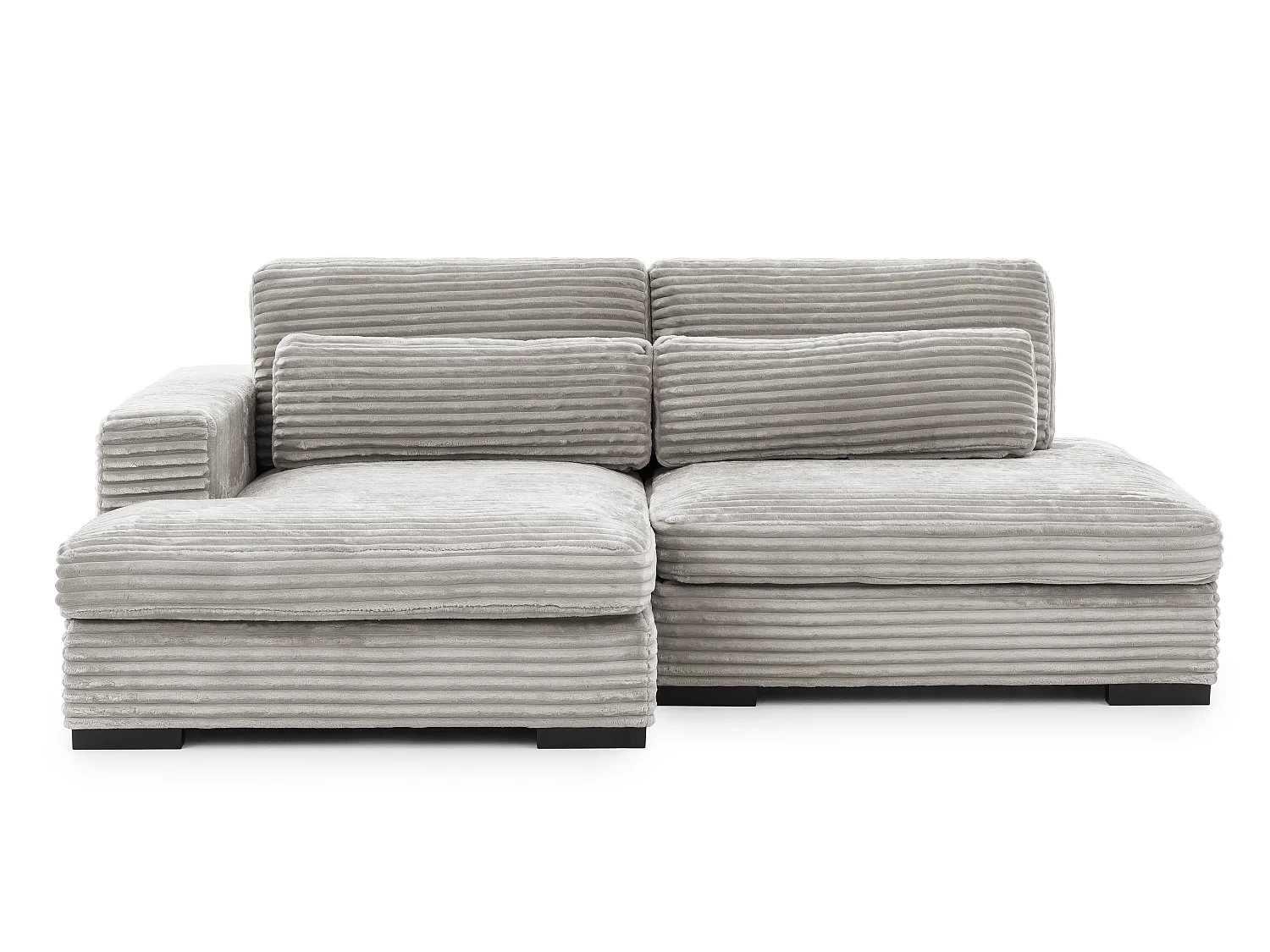Canapé d’angle avec assise profonde, fonction couchage et pratique coffre de rangement, en tissu côtelé doux WOLKE