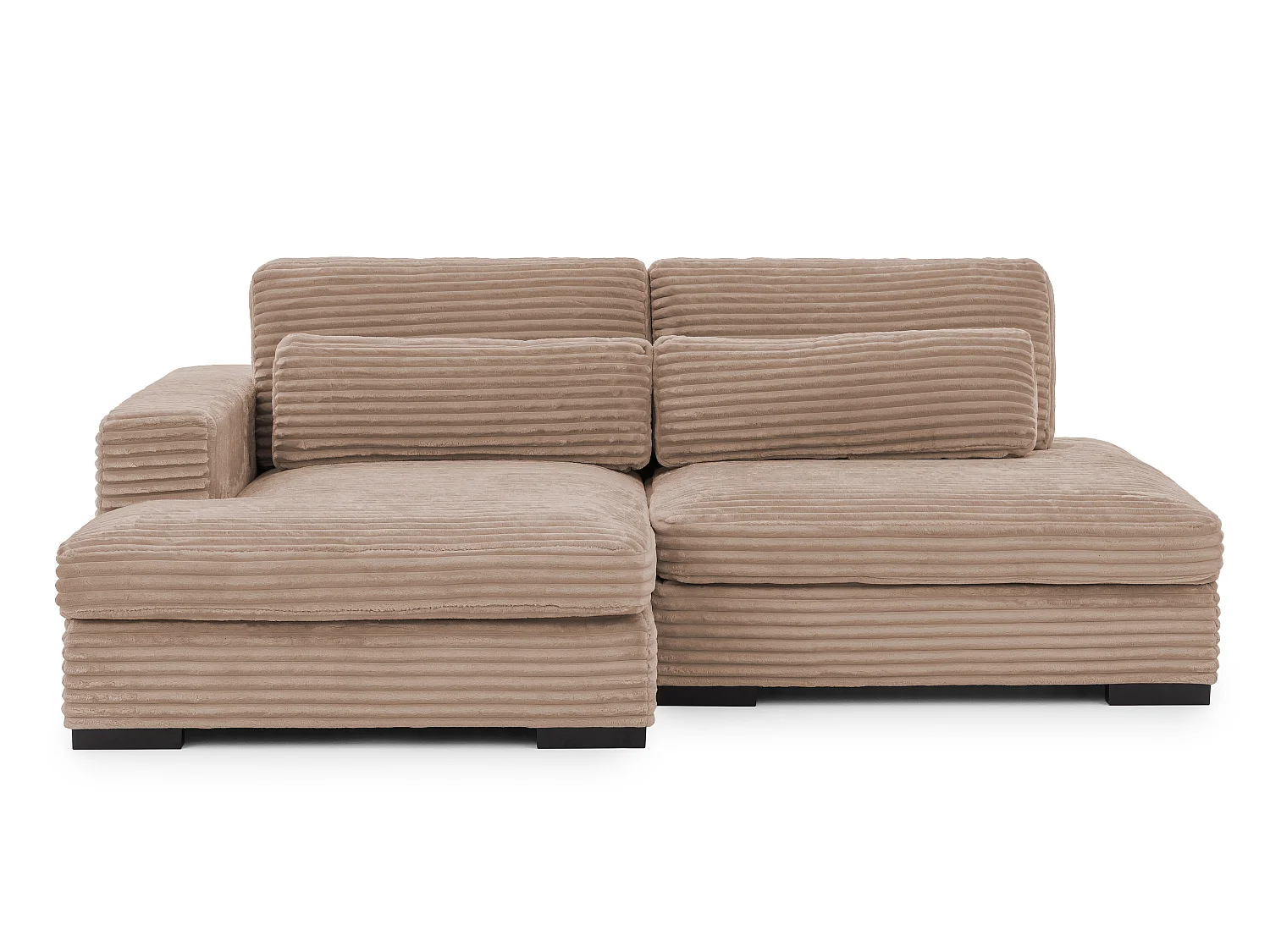 Canapé d’angle avec assise profonde, fonction couchage et pratique coffre de rangement, en tissu côtelé doux WOLKE