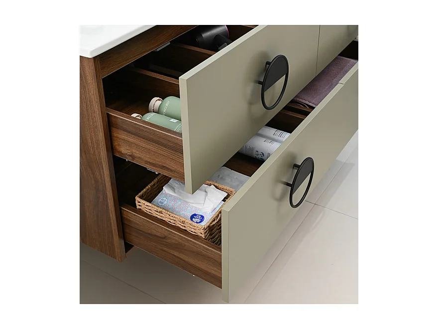 Badmöbel Doppelwaschbecken 120cm Holz und Grün mit Spiegel led LB-1002-120 LuxuryBain