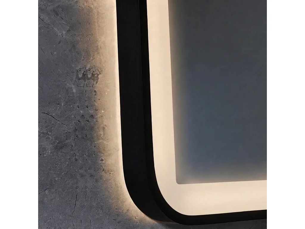 Badspiegel LED 50x70cm Beschlagfrei mit schwarzem Aluminiumrahmen und 3-fach Vergrößerungsspiegel -LuxuryBain