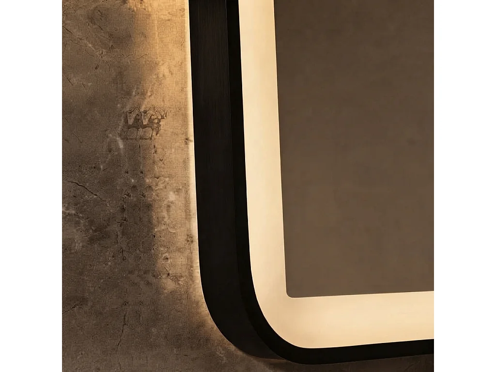 Badspiegel LED 50x70cm Beschlagfrei mit schwarzem Aluminiumrahmen und 3-fach Vergrößerungsspiegel -LuxuryBain