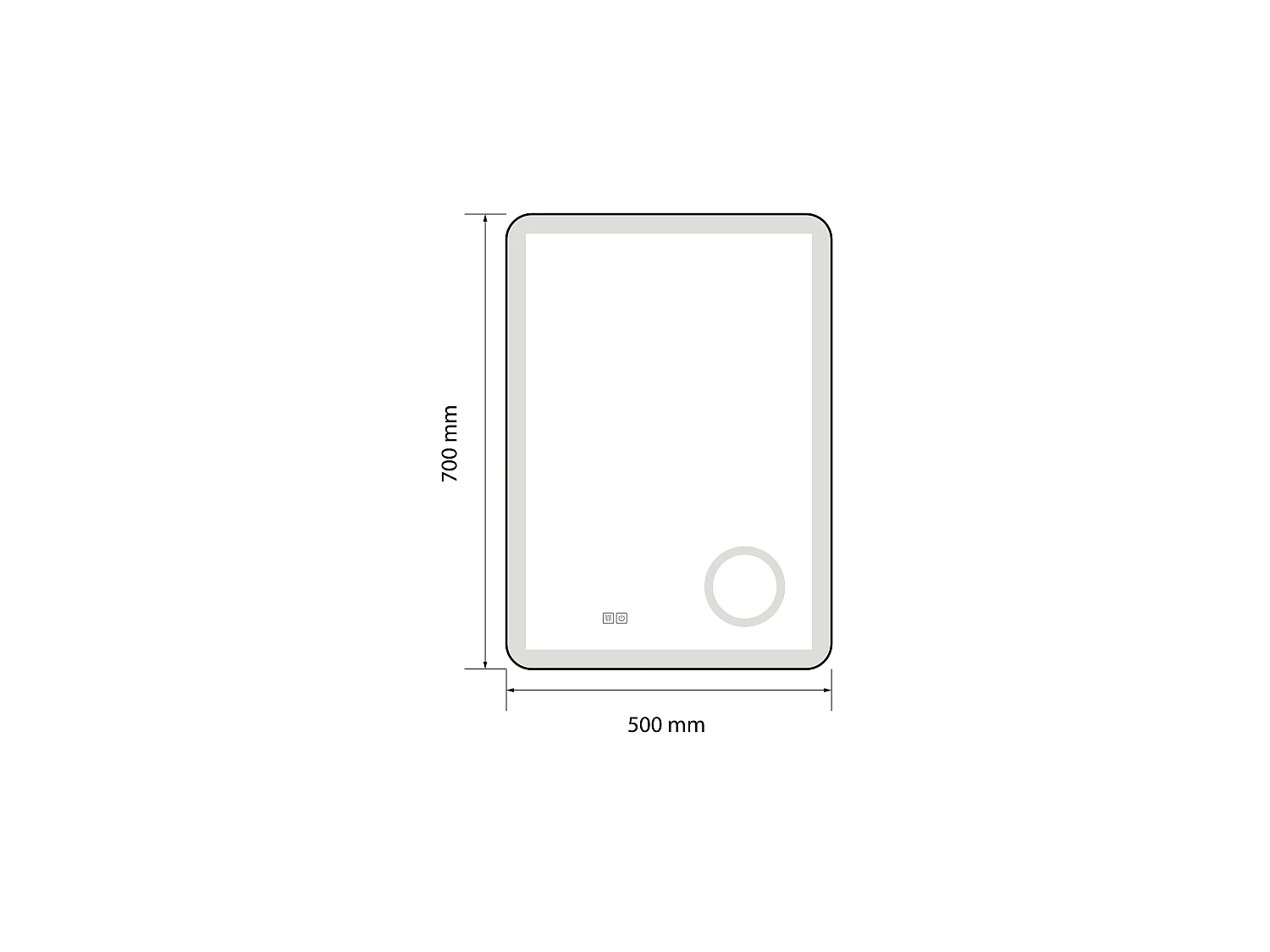 Badspiegel LED 50x70cm Beschlagfrei mit schwarzem Aluminiumrahmen und 3-fach Vergrößerungsspiegel -LuxuryBain