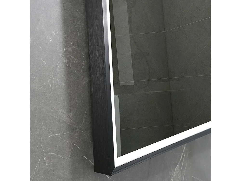 Badkamerspiegel LED 120x60cm anti-condens met zwart aluminium frame- LB-126080B -LuxuryBain