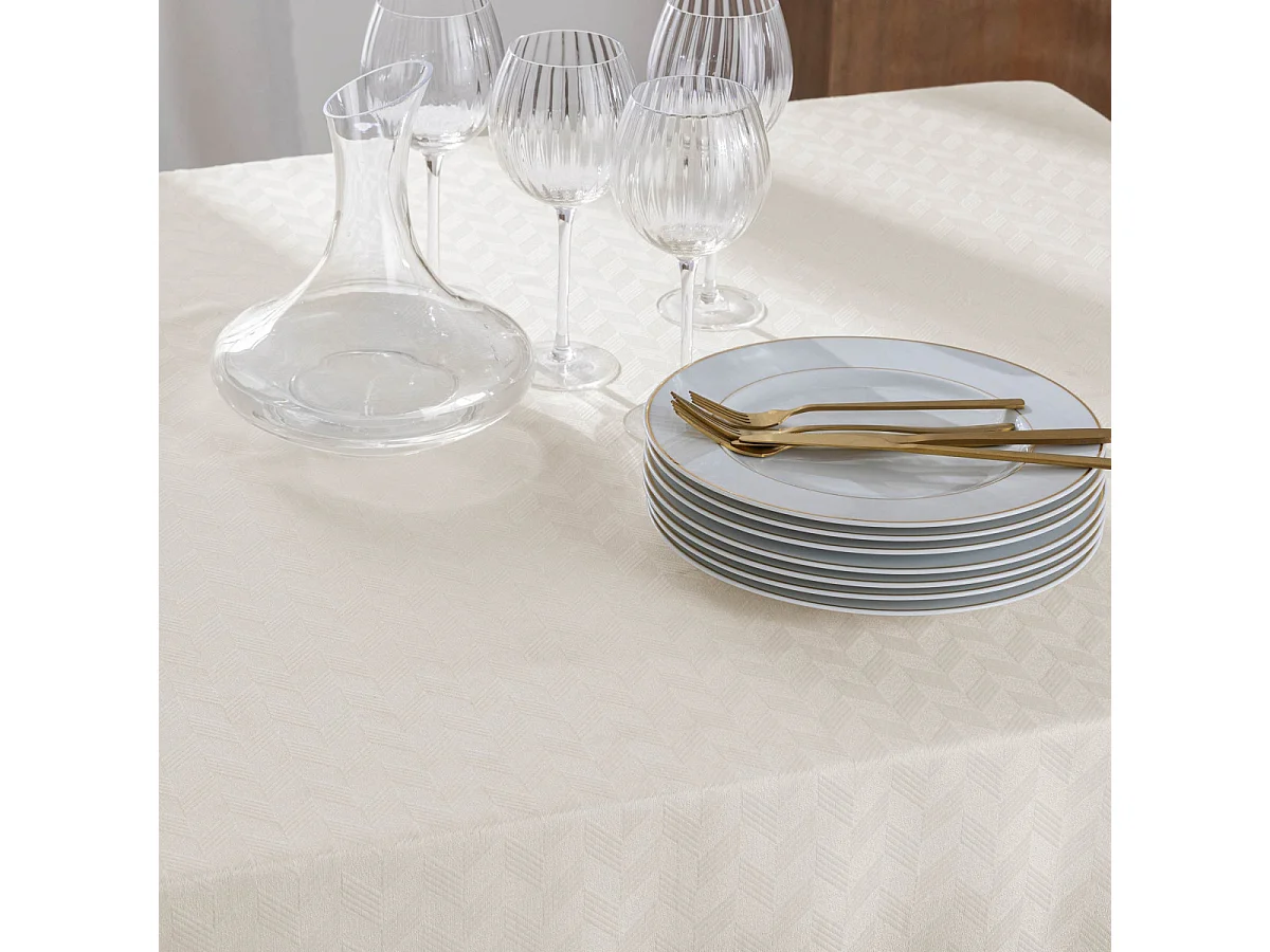 Nappe de Table Jacquard "Elyse" 140x240cm Blanc