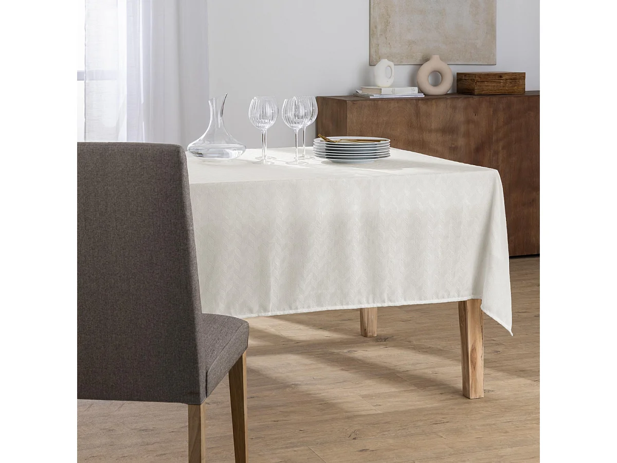Nappe de Table Jacquard "Elyse" 140x240cm Blanc