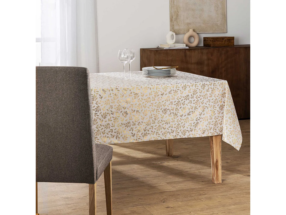 Nappe Antitache Métallisé "Capucine" 140x240cm Doré