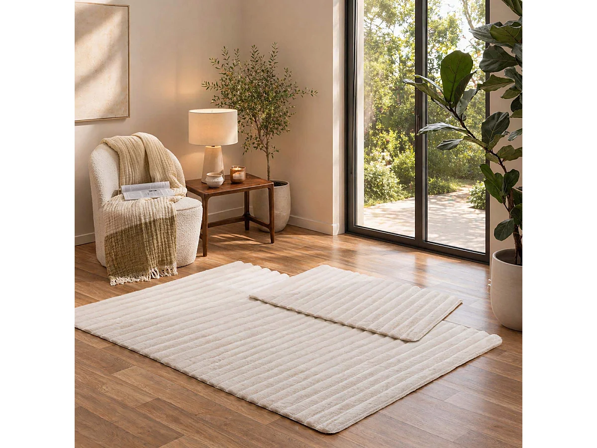 Tapis Imitation Fourrure "Boudoir" 60x90cm Naturel