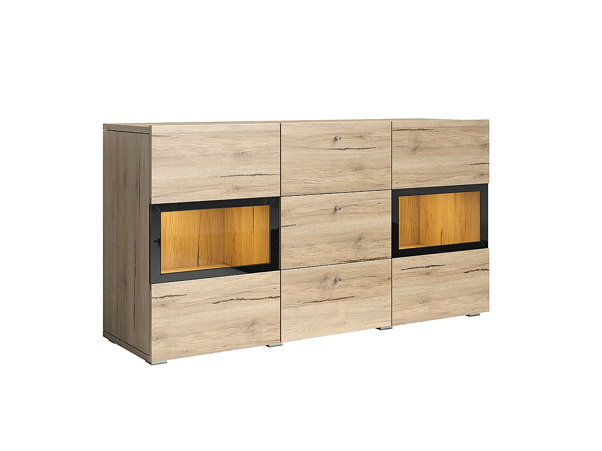 2-door 3-drawer Sideboard with LED Sloan Wood