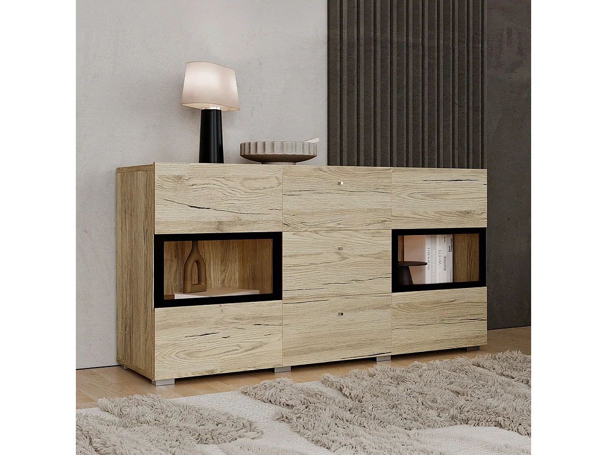 2-door 3-drawer Sideboard with LED Sloan Wood