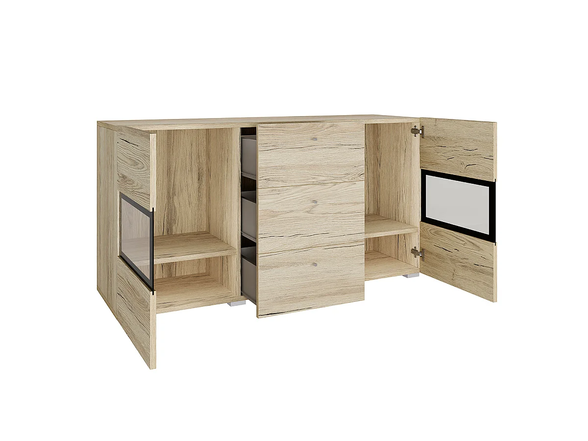 2-door 3-drawer Sideboard with LED Sloan Wood