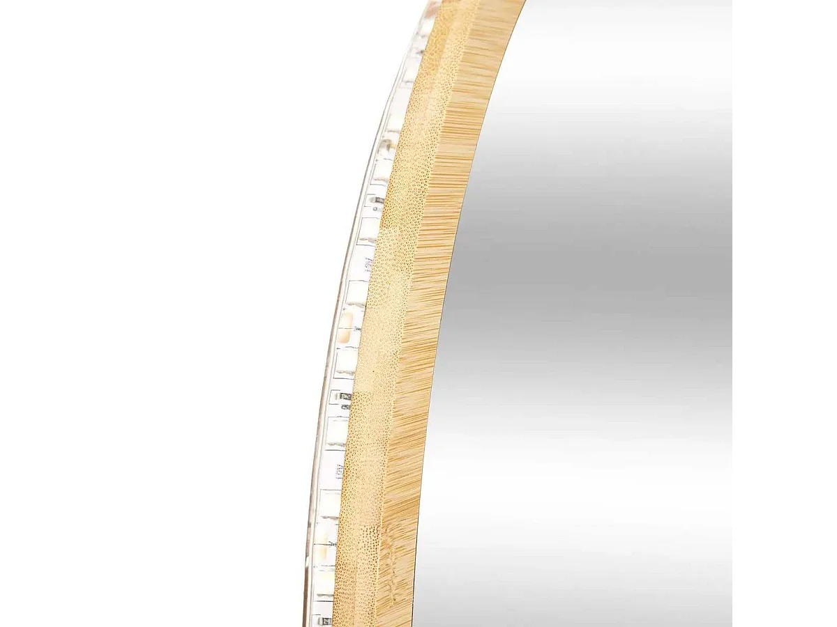 Miroir Mural Led en Bambou "Tactile" 57cm Naturel