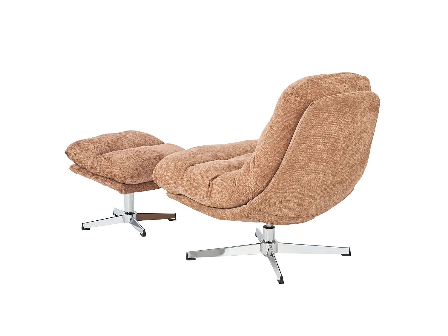 Fauteuil rotatif + repose-pieds tissu 1 place terracotta MORZINE
