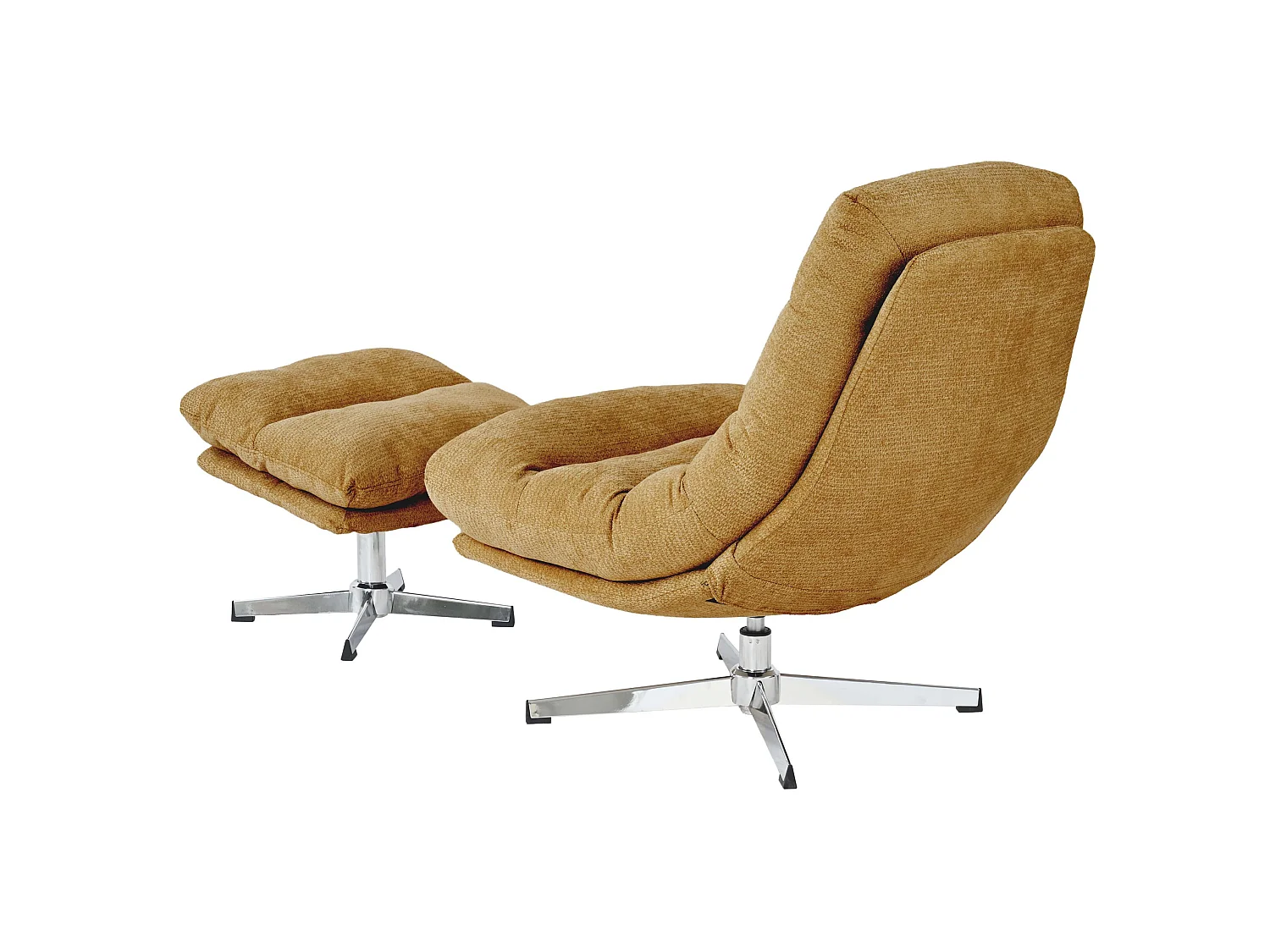 Fauteuil rotatif + repose-pieds tissu 1 place jaune moutarde MORZINE
