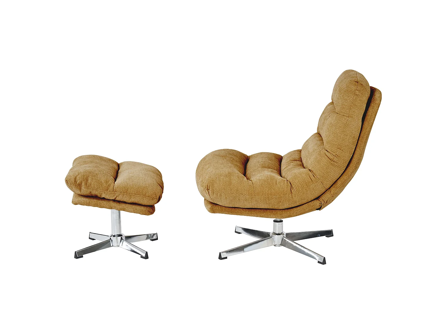 Fauteuil rotatif + repose-pieds tissu 1 place jaune moutarde MORZINE