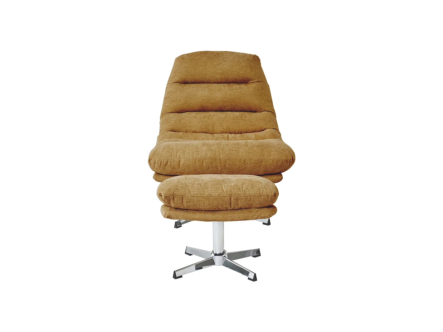Fauteuil rotatif + repose-pieds tissu 1 place jaune moutarde MORZINE