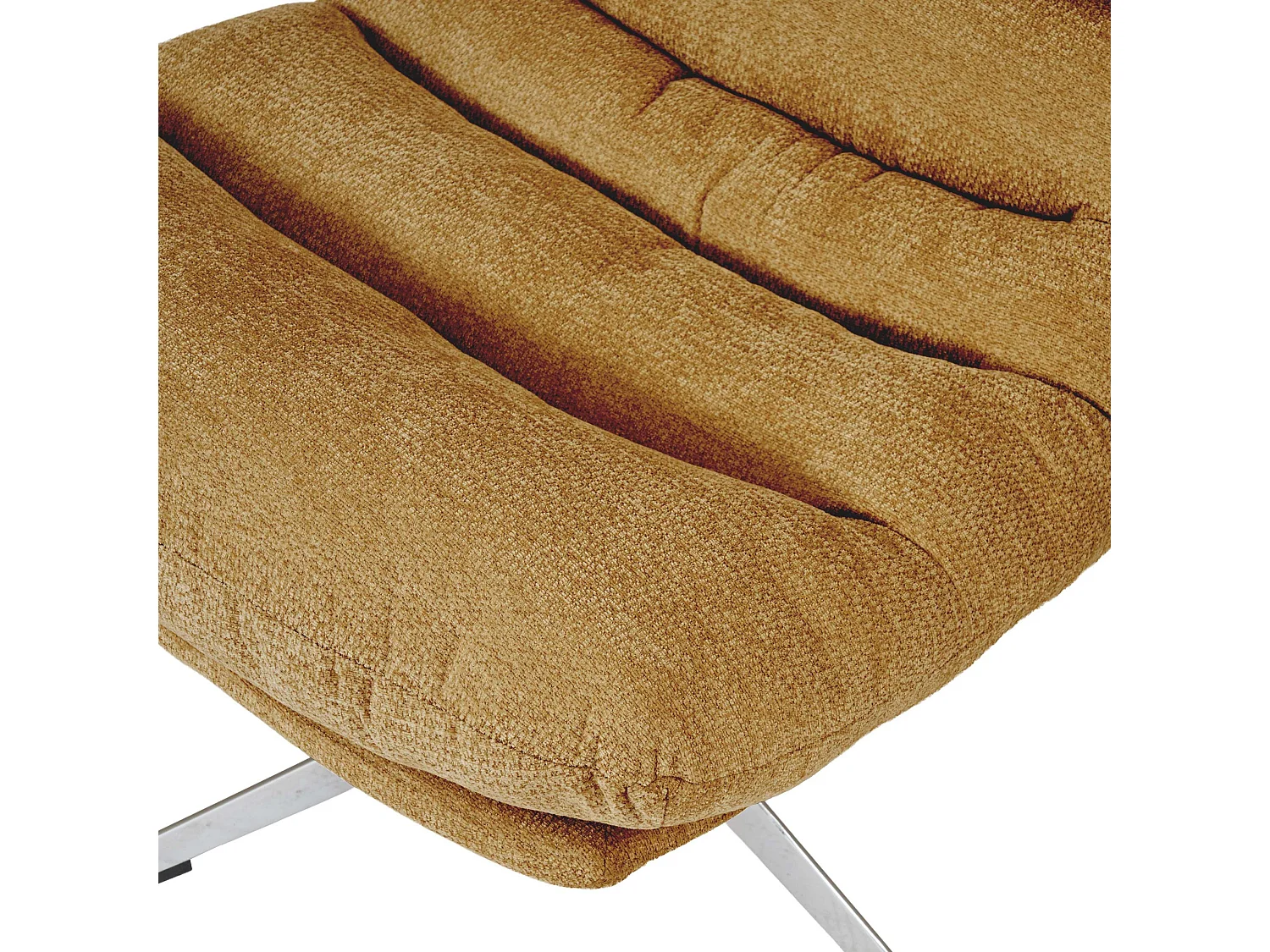 Fauteuil rotatif + repose-pieds tissu 1 place jaune moutarde MORZINE
