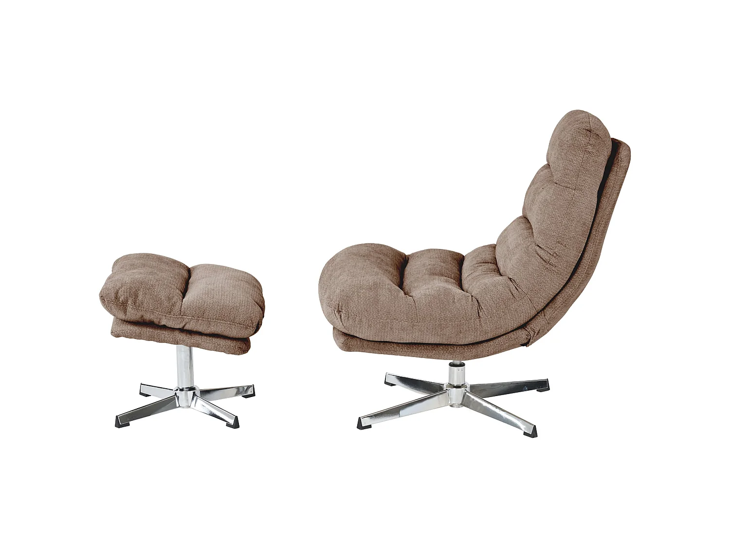 Fauteuil rotatif + repose-pieds tissu 1 place marron MORZINE