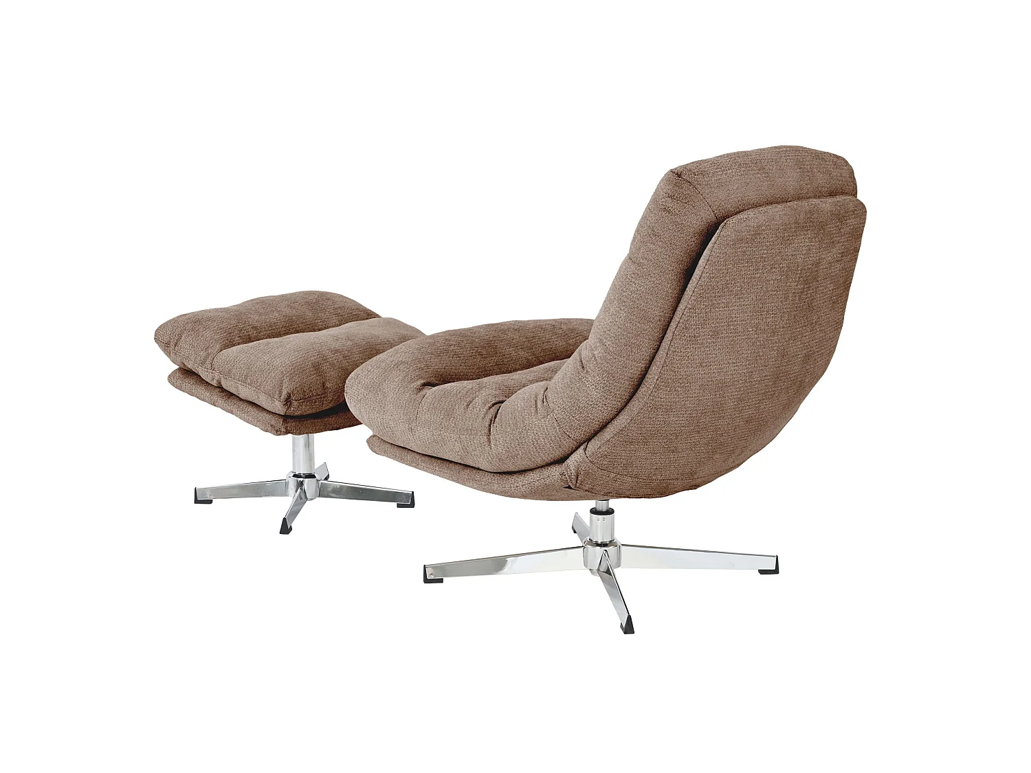 Fauteuil rotatif + repose-pieds tissu 1 place marron MORZINE