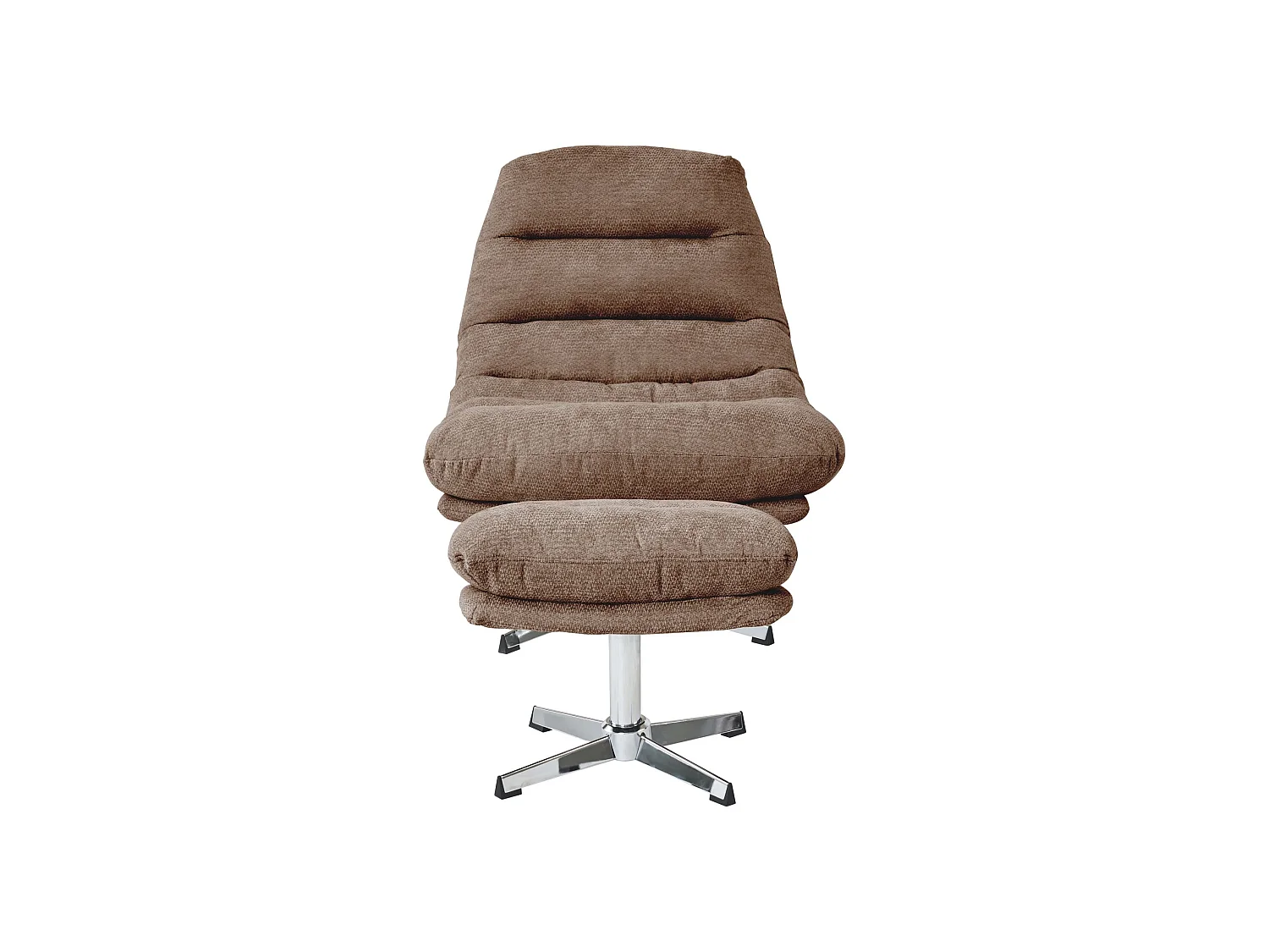 Fauteuil rotatif + repose-pieds tissu 1 place marron MORZINE