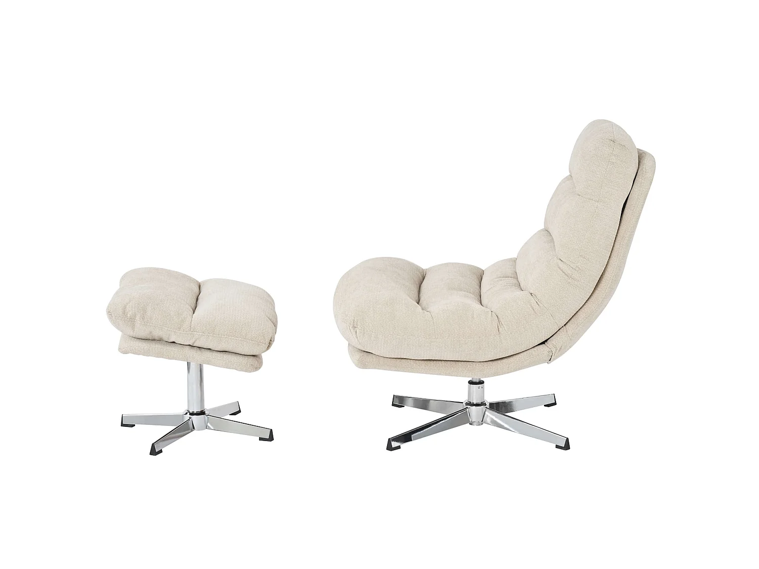 Fauteuil rotatif + repose-pieds tissu 1 place blanc MORZINE