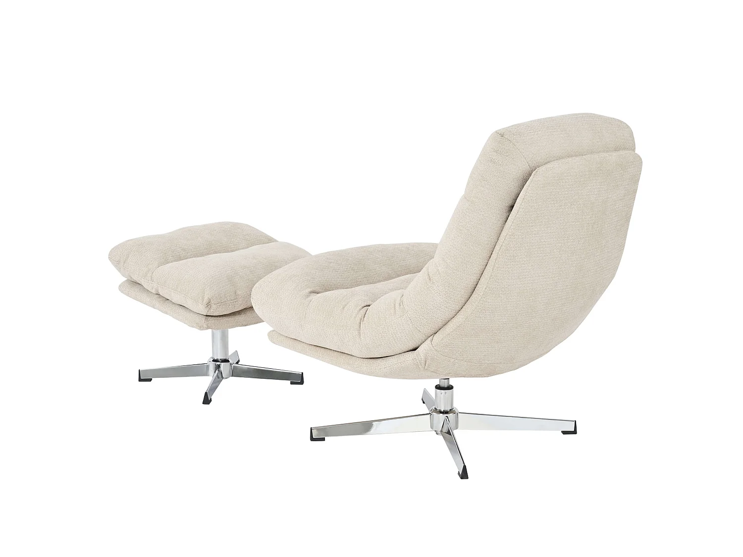 Fauteuil rotatif + repose-pieds tissu 1 place blanc MORZINE