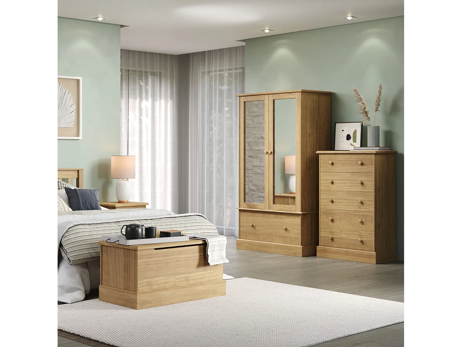 Cotswold Storage Trunk & Blanket Box, Solid Pine Wood with Rustic Wax