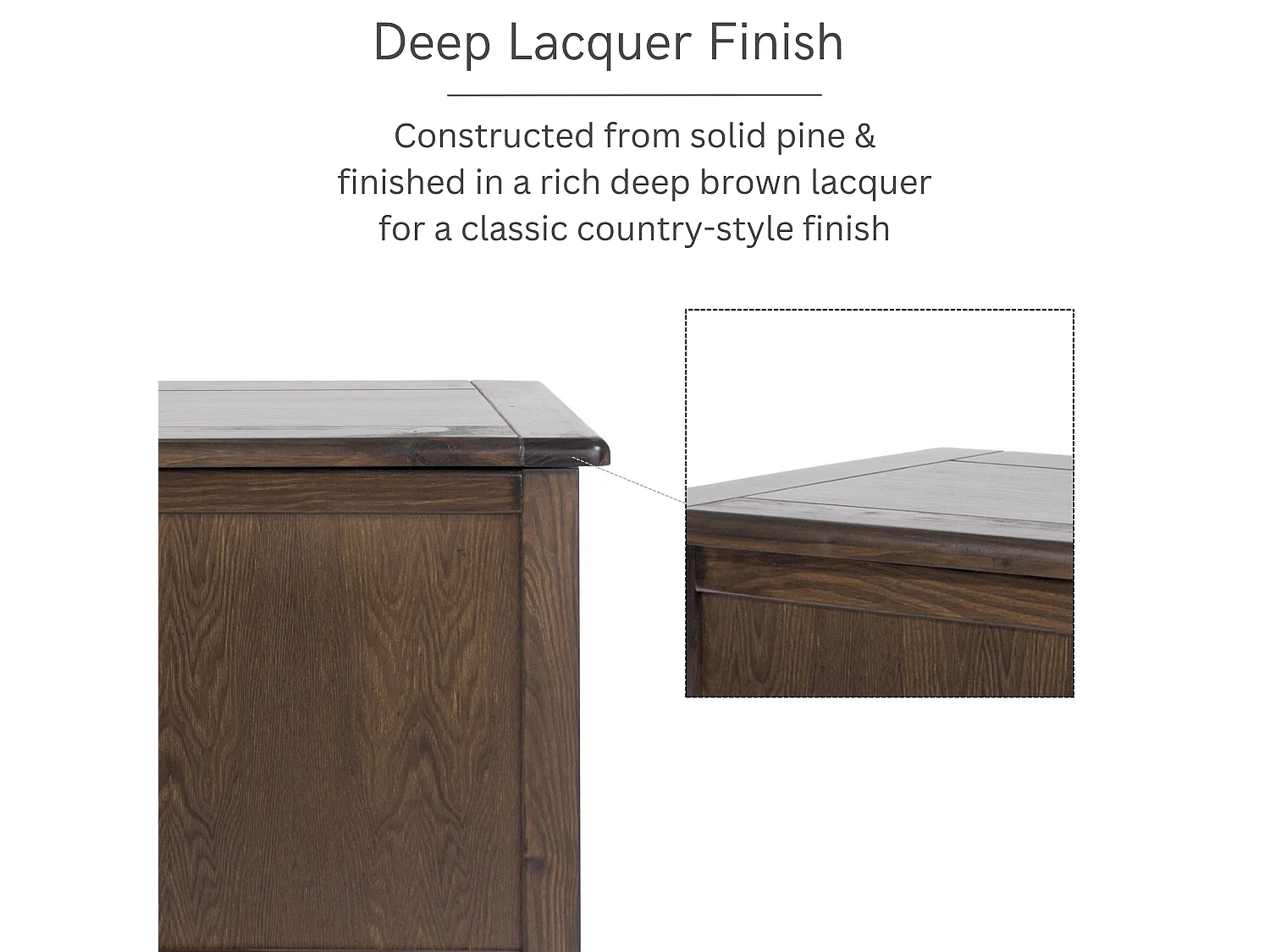 Boston Storage Chest & Blanket Box, Lacquered Solid Pine Wood