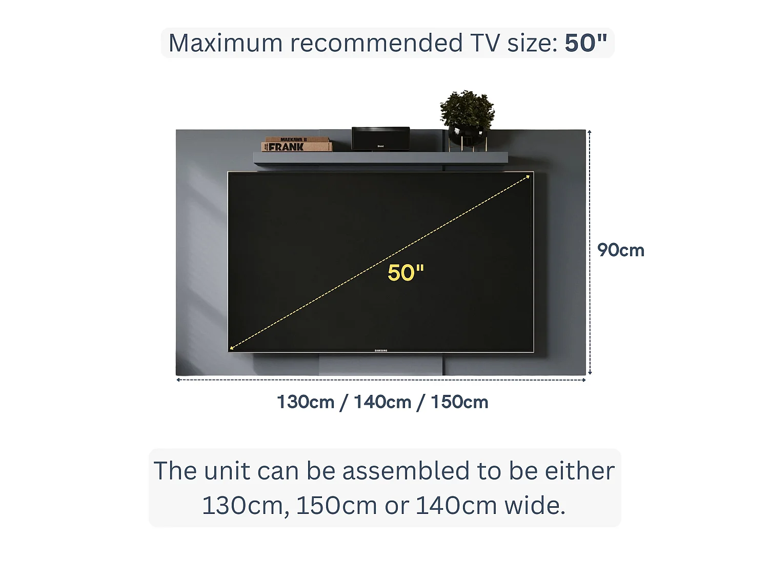Lido Wall Mounted TV Panel for TVs up to 50"