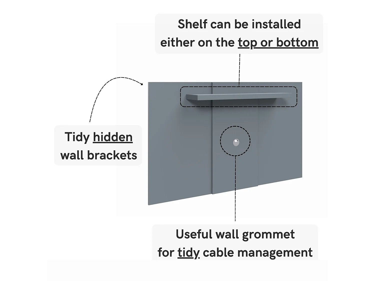Lido Wall Mounted TV Panel for TVs up to 50"