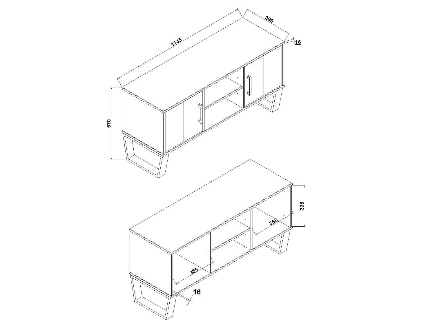 Texas Grey 2-Door Flat Screen TV Unit