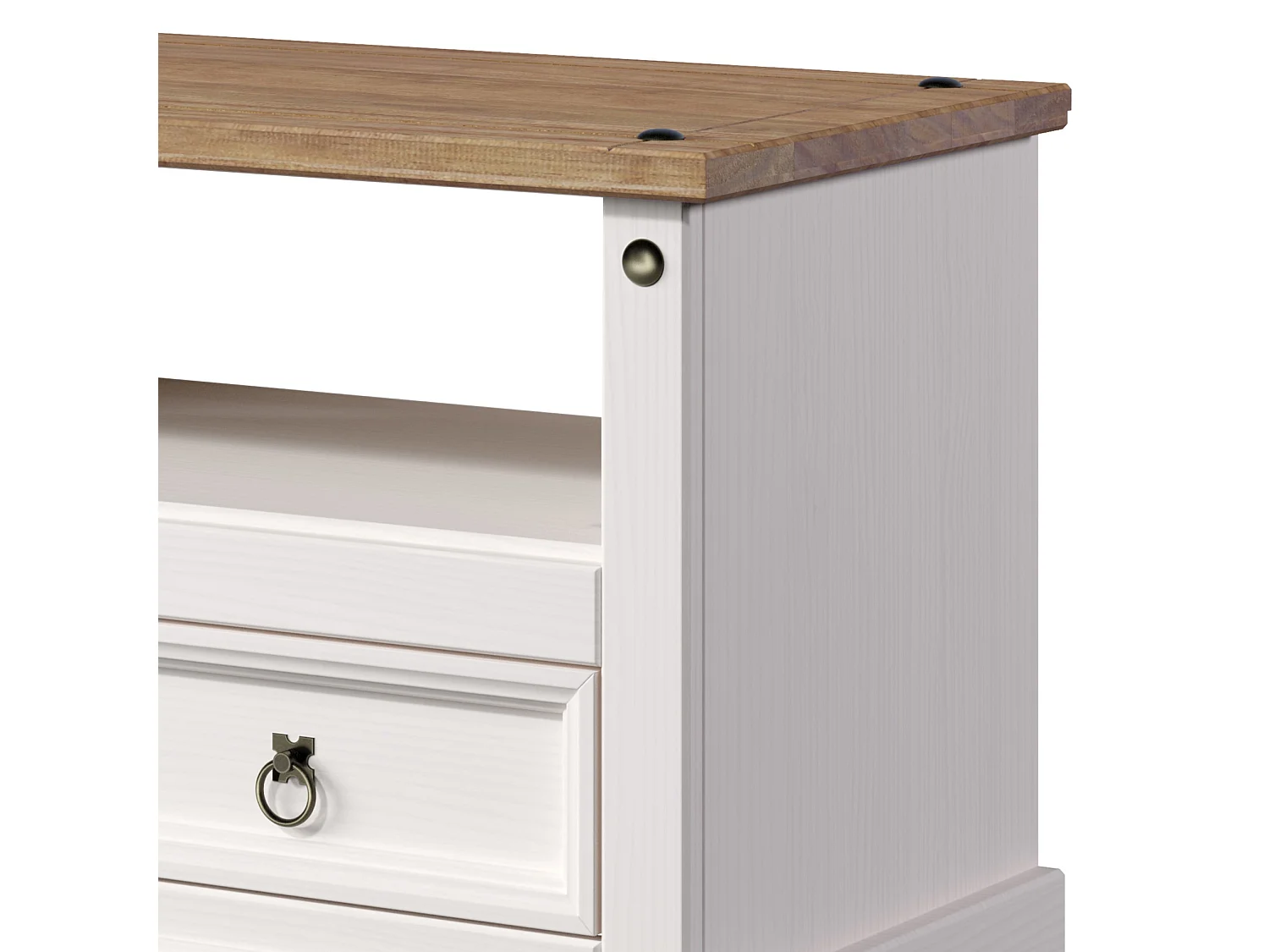 Corona 2-Drawer TV Stand Unit, Solid Waxed Wood