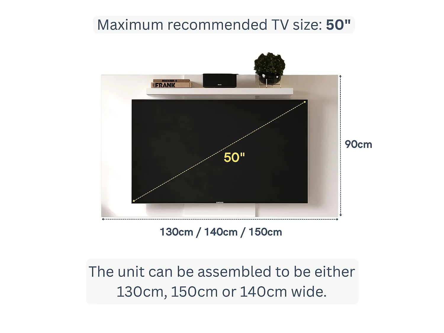 Lido Wall Mounted TV Panel for TVs up to 50"