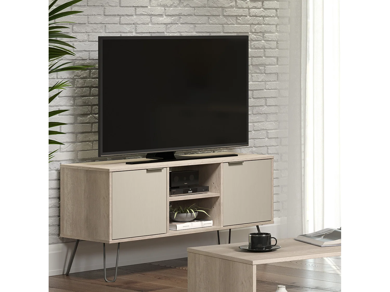 Augusta 2-Door Standing TV Cabinet, Classic Industrial Design