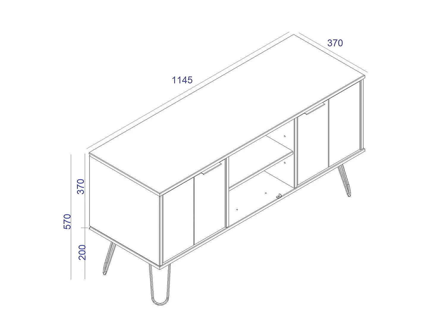 Augusta 2-Door Standing TV Cabinet, Classic Industrial Design