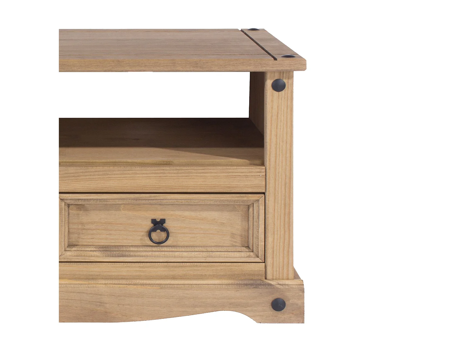 Corona 2-Drawer TV Stand Unit, Solid Waxed Wood