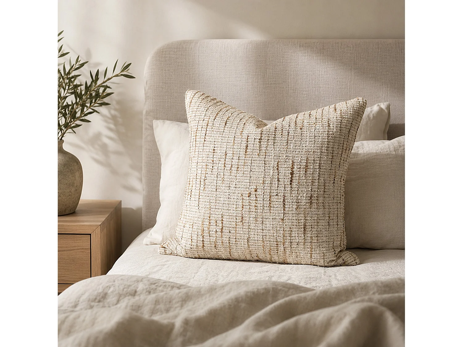 Natural Tweed - Stoffen sierkussen - 55 X 55