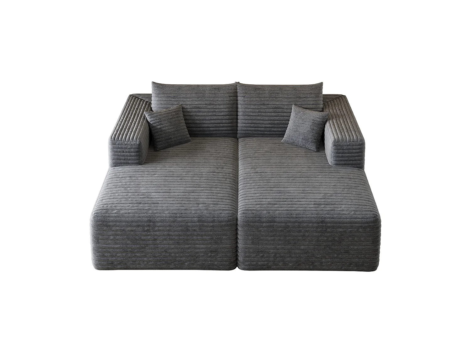 Canapé-lit en mousse pour salon, 180 × 151 cm, modulaire sans armature, style minimaliste moderne, en velours côtelé, gris foncé