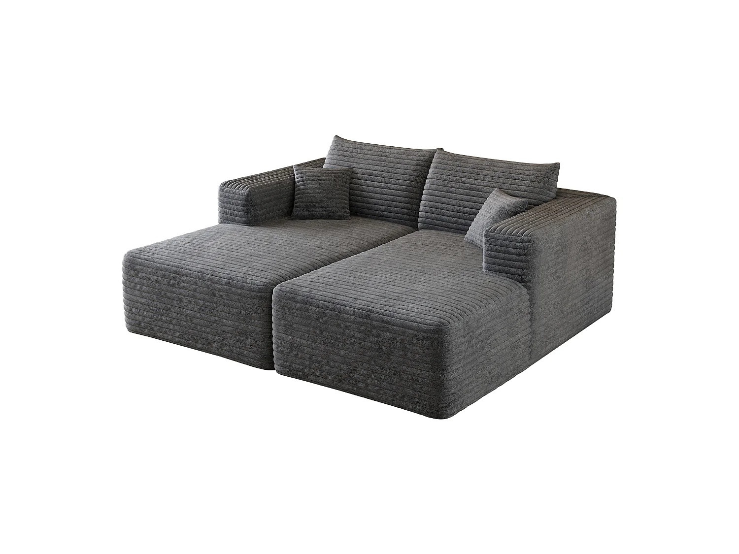 Canapé-lit en mousse pour salon, 180 × 151 cm, modulaire sans armature, style minimaliste moderne, en velours côtelé, gris foncé