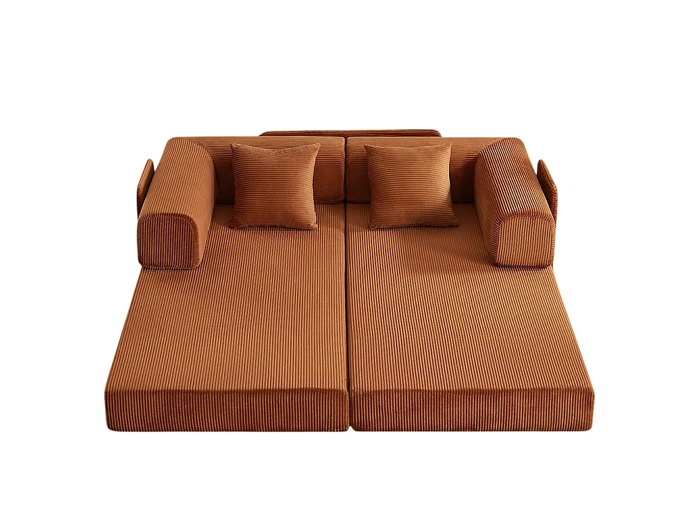 Canapé modulable, sans armature, livré avec 2 coussins et un cadre en acier, convertible en lit,Terracotta