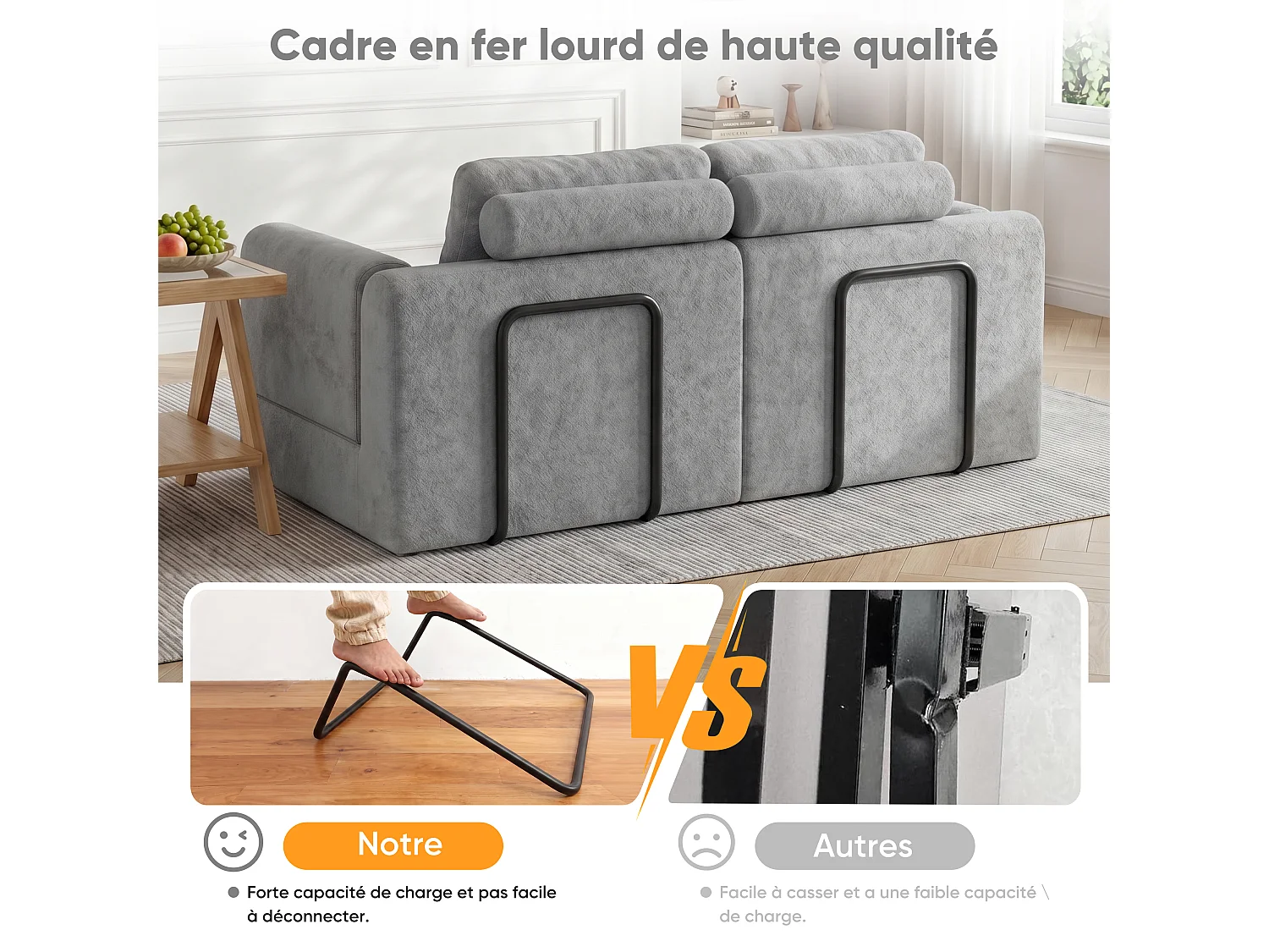 Canapé-lit convertible et pliable, fauteuil-lit multifonctionnel avec mousse à mémoire de forme et soutien dorsal,beige