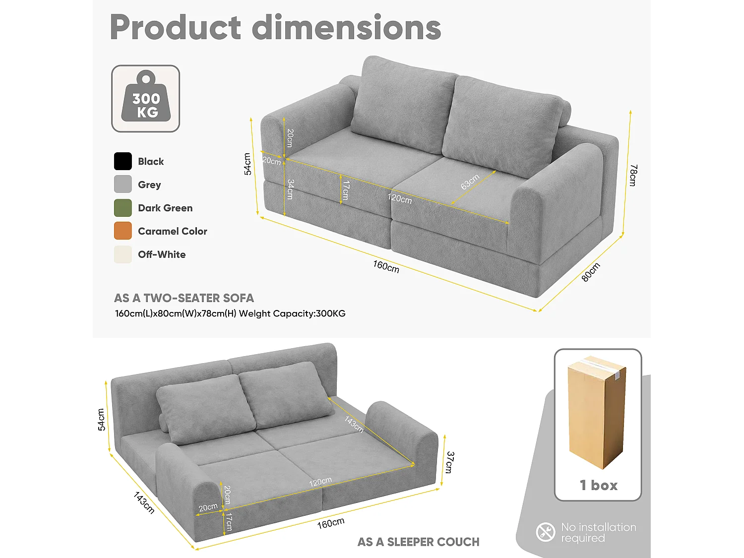Canapé-lit convertible et pliable, fauteuil-lit multifonctionnel avec mousse à mémoire de forme et soutien dorsal,beige