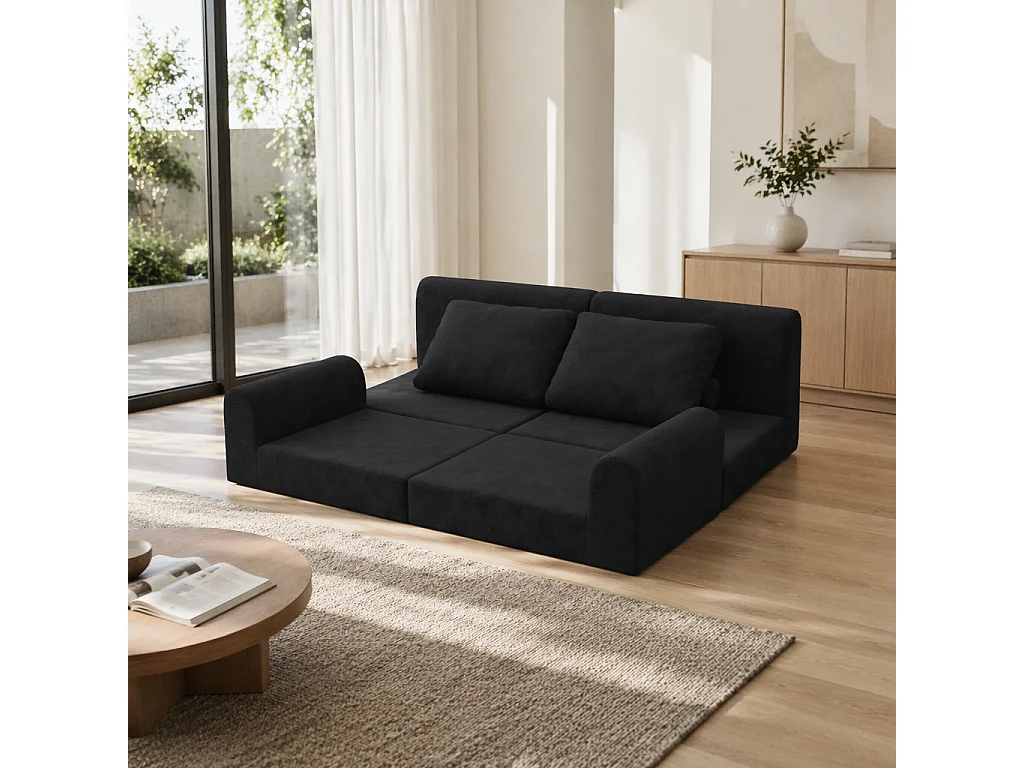 Canapé-lit convertible et pliable, fauteuil-lit multifonctionnel avec mousse à mémoire de forme et soutien dorsal,noir